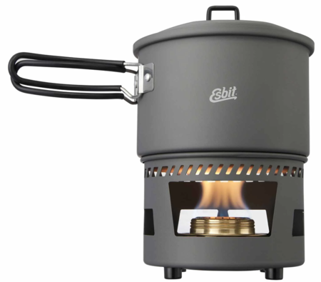 ESBIT Cookset Con Fornello ad Alcool 1,5 L Hard Anodized Aluminum