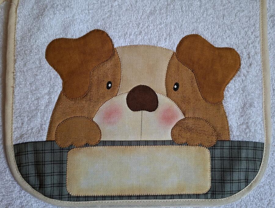 kit set asilo bavaglia e salvietta cagnolino 