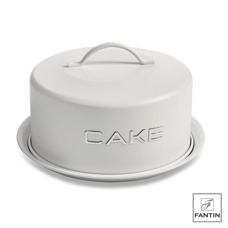 Fantin - Contenitore Porta Torta Bianco in Latta "Cake" Ø28,5xH12,5 cm