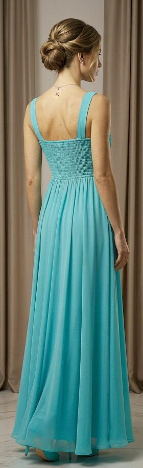 0988 Abito in chiffon foderato con corpetto in pizzo