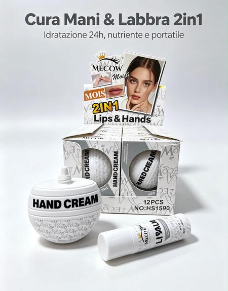 Mecow 2 in 1 Lips & Hands Bianco  [Conf. da 12 pezzi]
