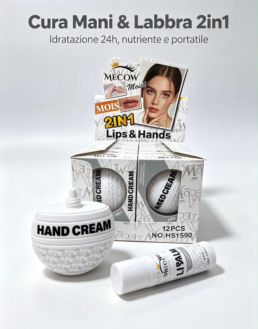Mecow 2 in 1 Lips & Hands Bianco  [Conf. da 12 pezzi]