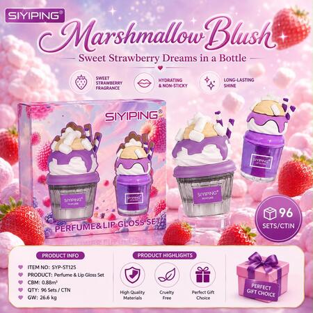 Siyiping Set Perfume & Lip Gloss Marshmallow Blush