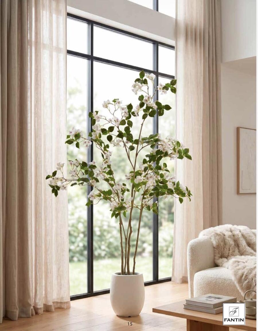 Fantin - Pianta Bougainvillea Artificiale con Vaso Bianco H170 cm
