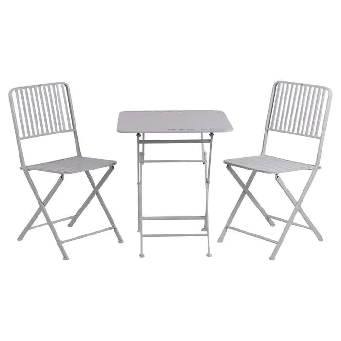 Set tavolo e 2 sedie pieghevoli in ferro, bianco