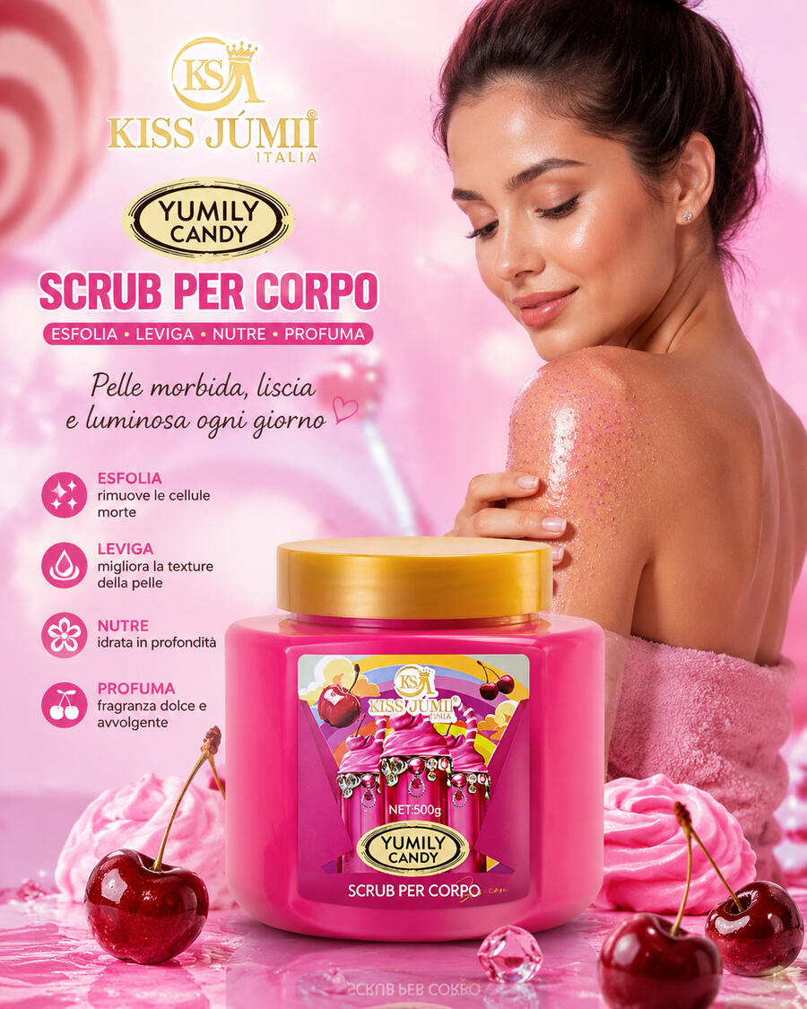 Kiss Oumi Scrub Corpo da 500 Ml Yumily Candy [Conf. da 12 pezzi ]