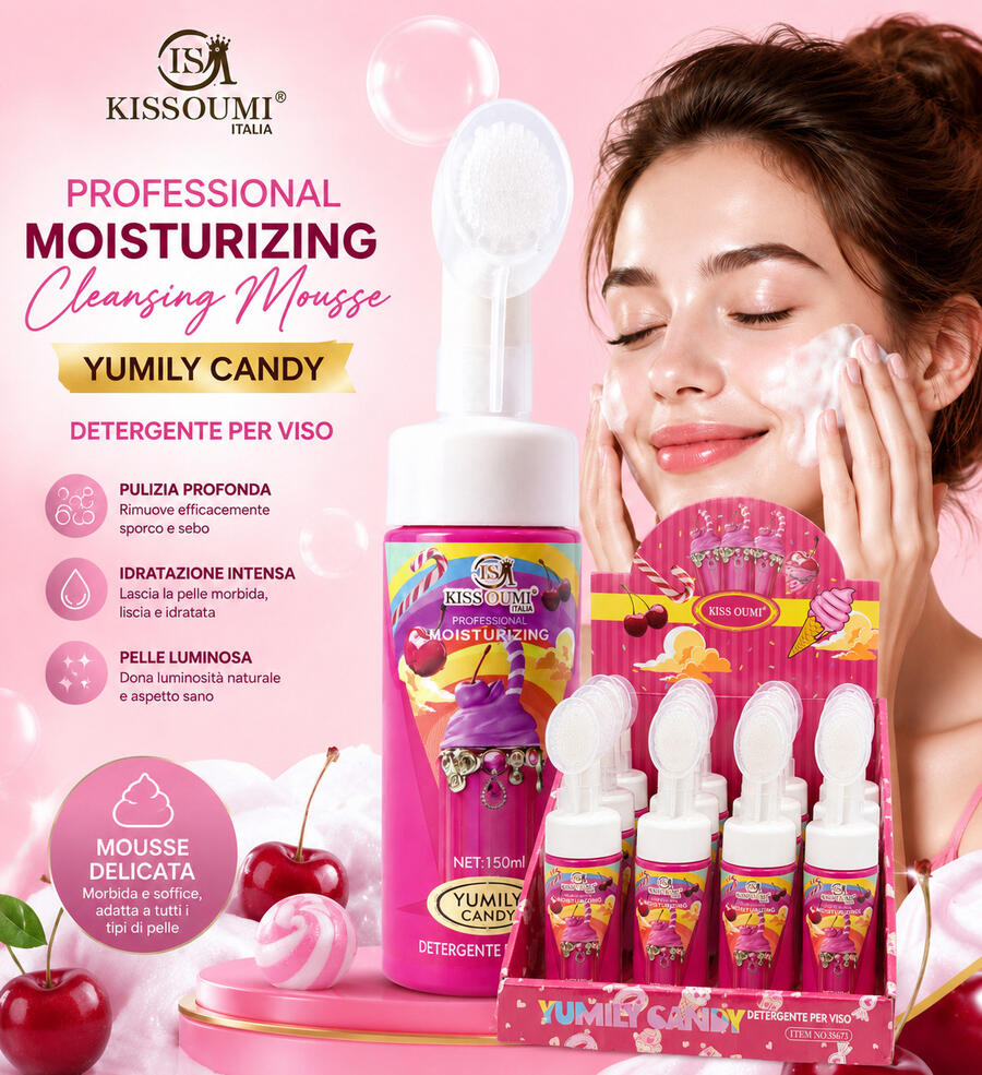 Kiss Oumi Mousse Detergente Viso Da 150 ml Yumily Candy [Conf. da 12 pezzi]