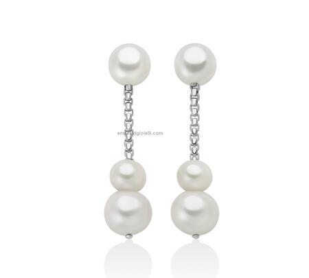PER2768 Orecchini in Argento con perle pendenti Miluna 