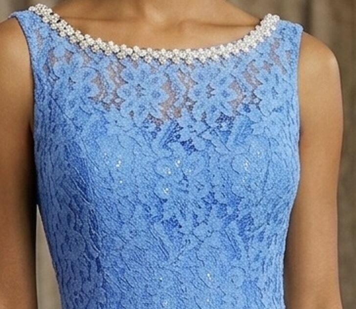 0991 Abito lungo in pizzo macrame' foderato