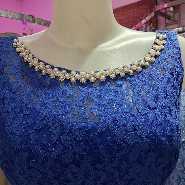 0991 Abito lungo in pizzo macrame' foderato