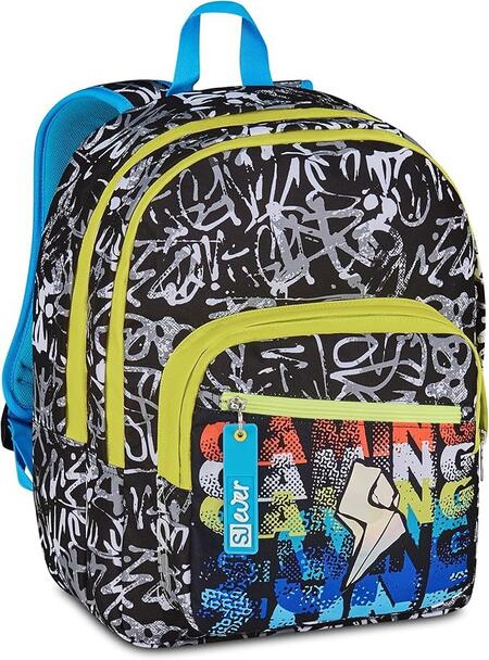 SJ GANG STYLE JAM GANG Zaino Doppio Scomparto Sj Ever, Nero, Tasca Porta Borraccia, Maxi Capienza, Schienale Preformato, Zaino Scuola Elementare, Bambino