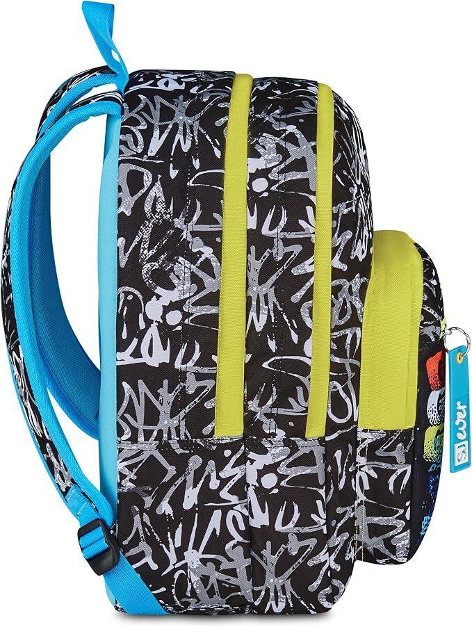 SJ GANG STYLE JAM GANG Zaino Doppio Scomparto Sj Ever, Nero, Tasca Porta Borraccia, Maxi Capienza, Schienale Preformato, Zaino Scuola Elementare, Bambino