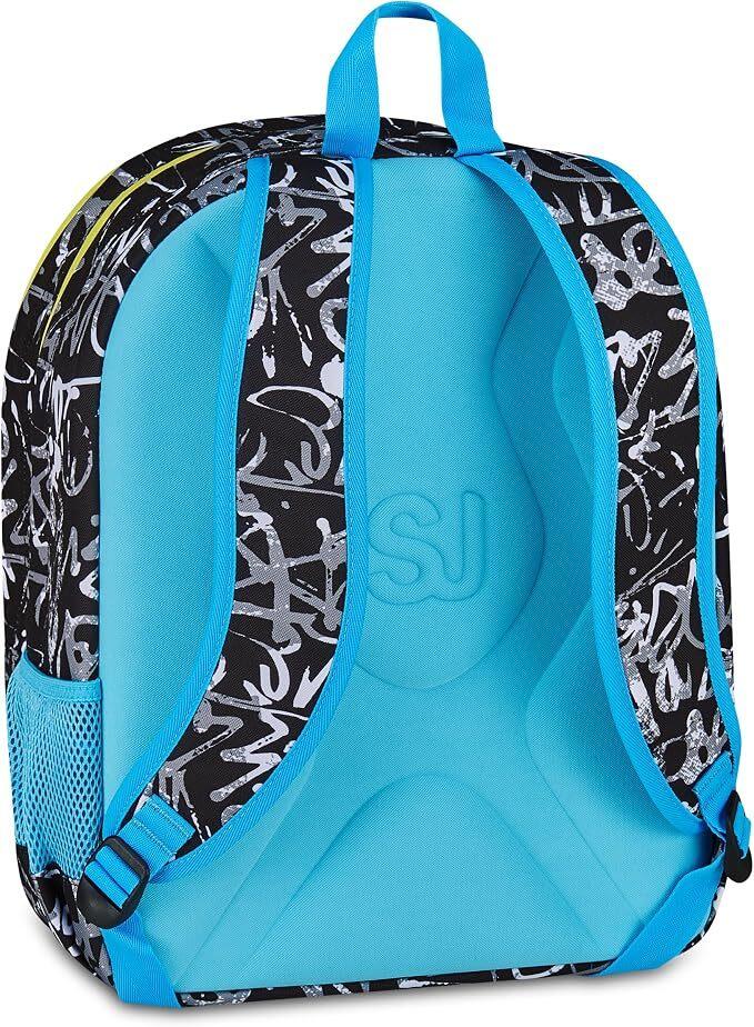 SJ GANG STYLE JAM GANG Zaino Doppio Scomparto Sj Ever, Nero, Tasca Porta Borraccia, Maxi Capienza, Schienale Preformato, Zaino Scuola Elementare, Bambino