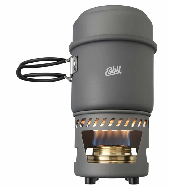 ESBIT COOKSET Con Bruciatore ad Alcool 985 ml + 470 ml in Alluminio Anodizzato