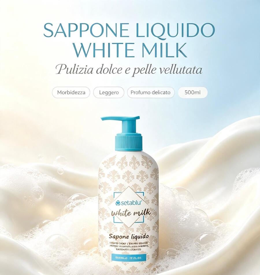 Seta Blu Sapone Liquido da 500 ml White Milk