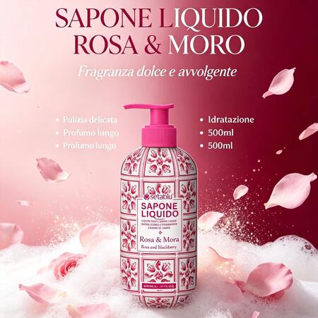 Seta Blu Sapone Liquido da 500 ml Rosa & Mora