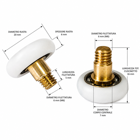 R400/182 -  20 BB M6 - Kit 2 pezzi