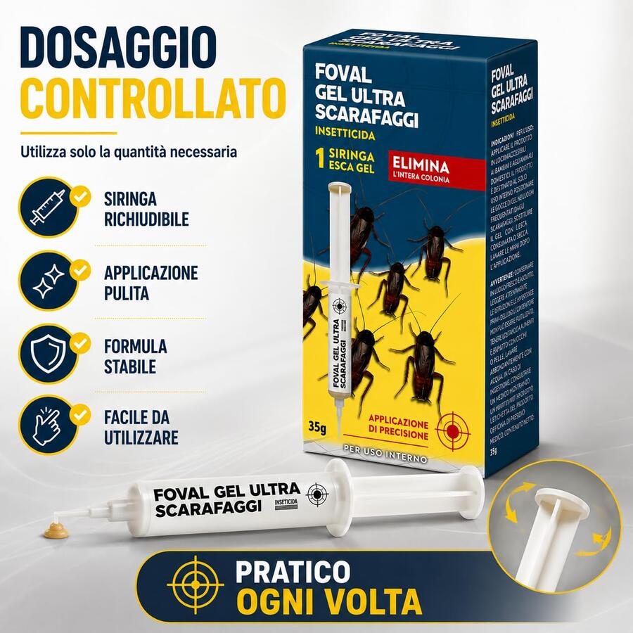 Adama FOVAL GEL SCARAFAGGI Siringa esca insetticida attrattivo blatte da 35 GR