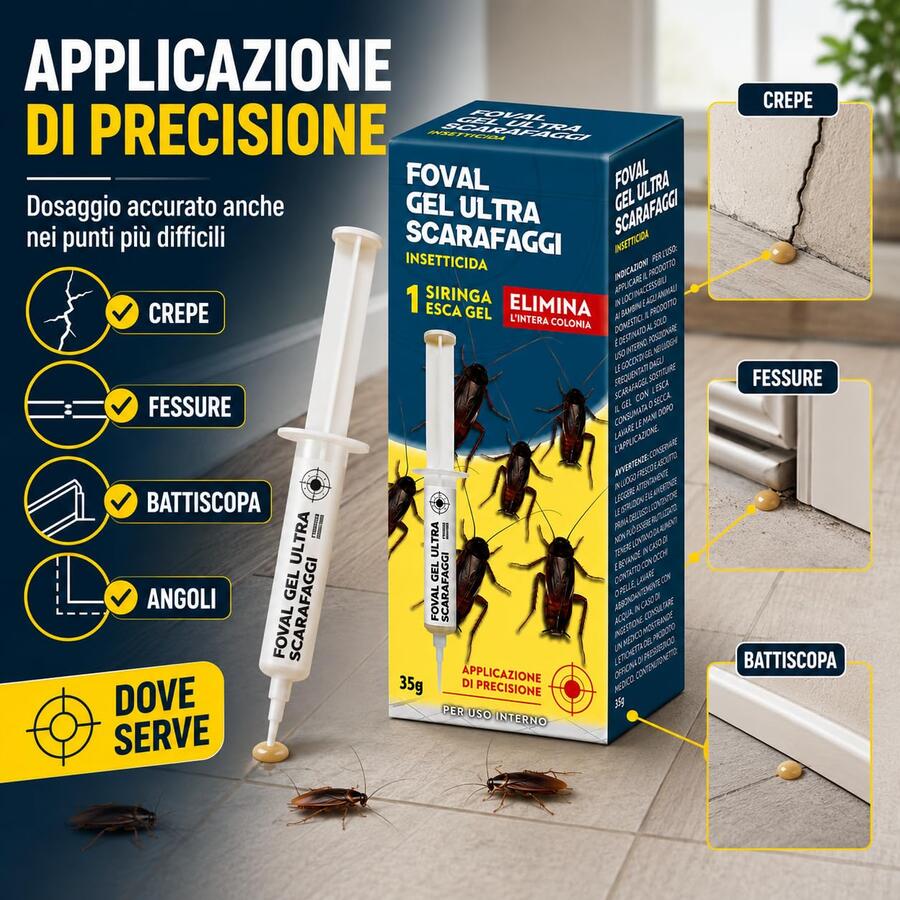 Adama FOVAL GEL SCARAFAGGI Siringa esca insetticida attrattivo blatte da 35 GR