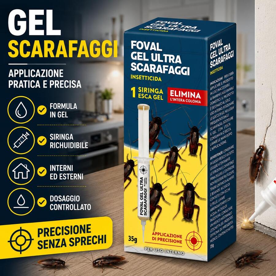 Adama FOVAL GEL SCARAFAGGI Siringa esca insetticida attrattivo blatte da 35 GR