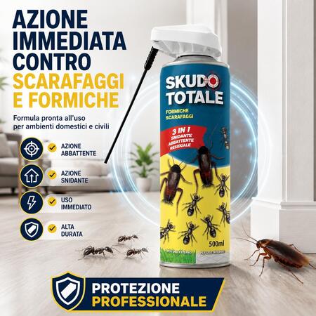 Adama Skudo Totale Insetticida Spray Elimina Scarafaggi Formiche Disifenstante 500ml