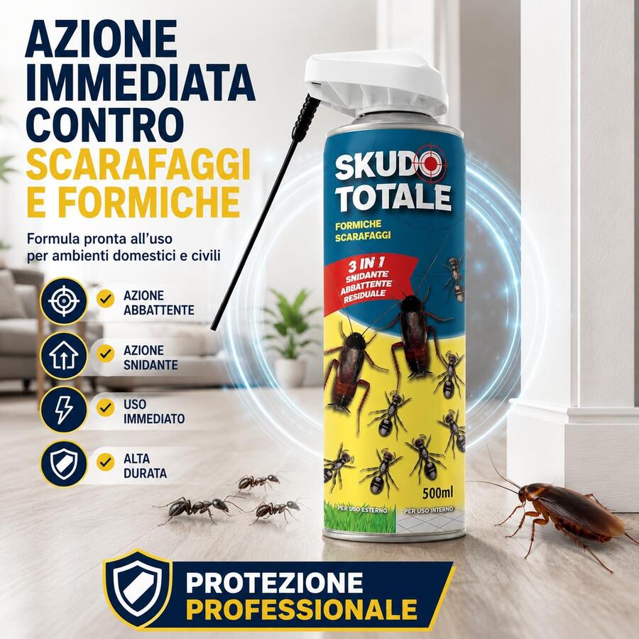 Adama Skudo Totale Insetticida Spray Elimina Scarafaggi Formiche Disifenstante 500ml