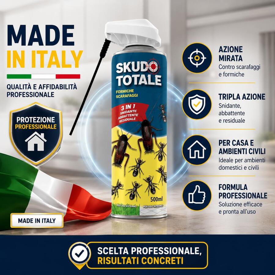 Adama Skudo Totale Insetticida Spray Elimina Scarafaggi Formiche Disifenstante 500ml