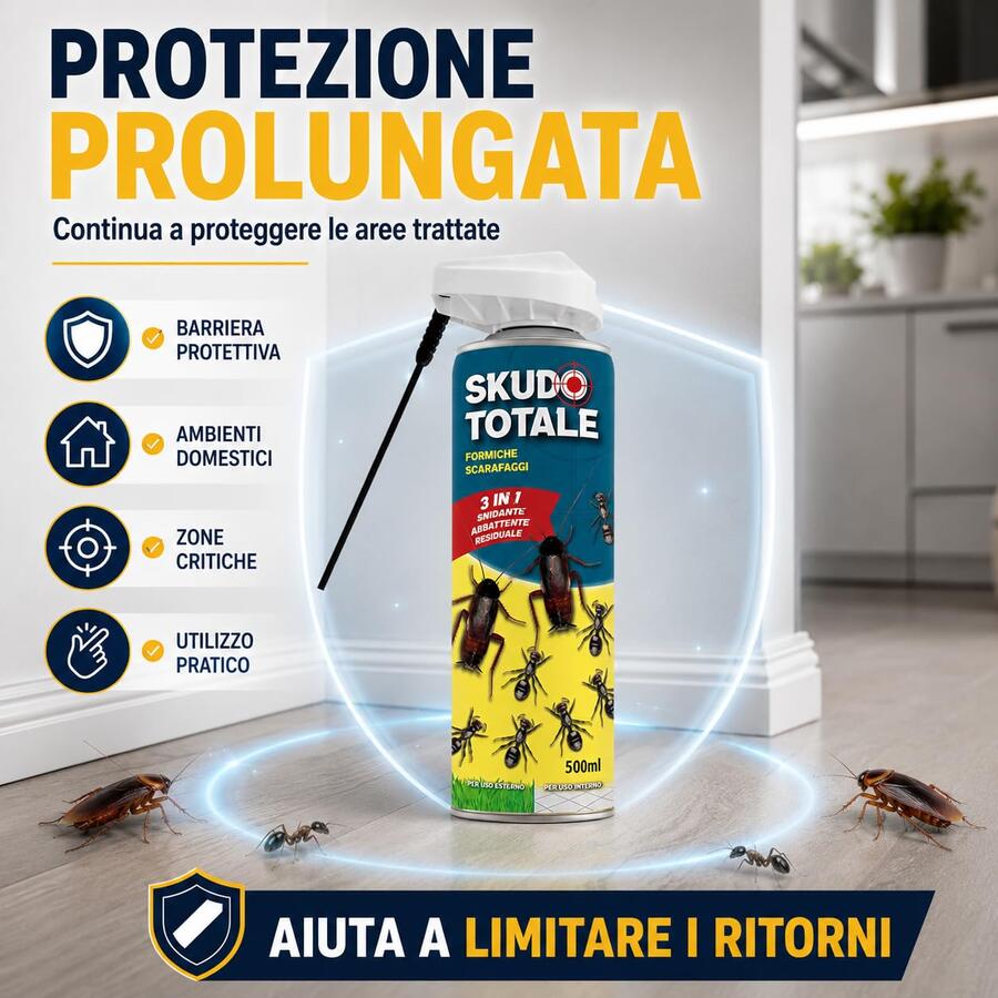 Adama Skudo Totale Insetticida Spray Elimina Scarafaggi Formiche Disifenstante 500ml