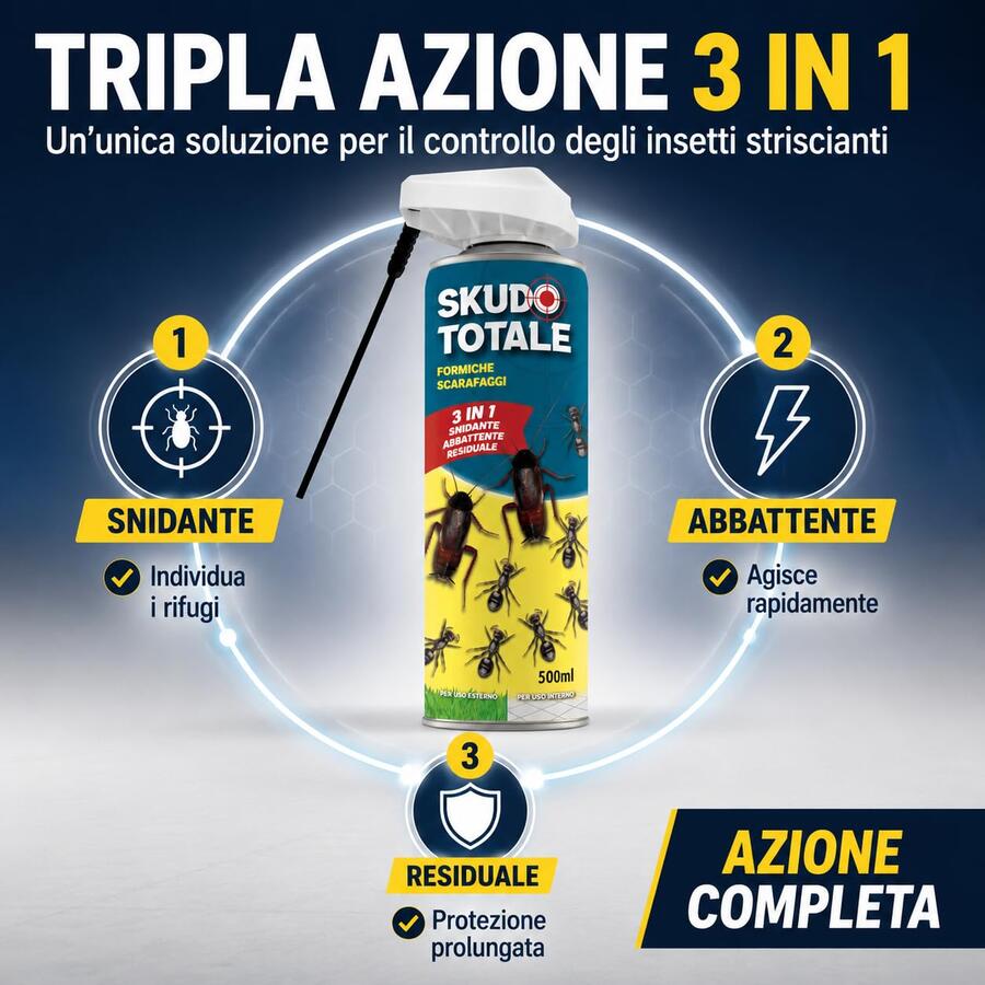 Adama Skudo Totale Insetticida Spray Elimina Scarafaggi Formiche Disifenstante 500ml
