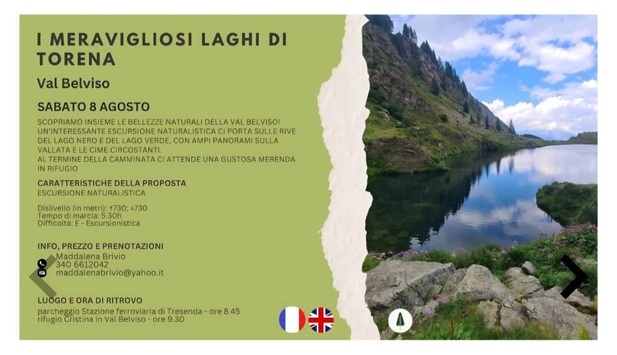 SABATO 8 AGOSTO escursione ai Laghi di Torena (SO)