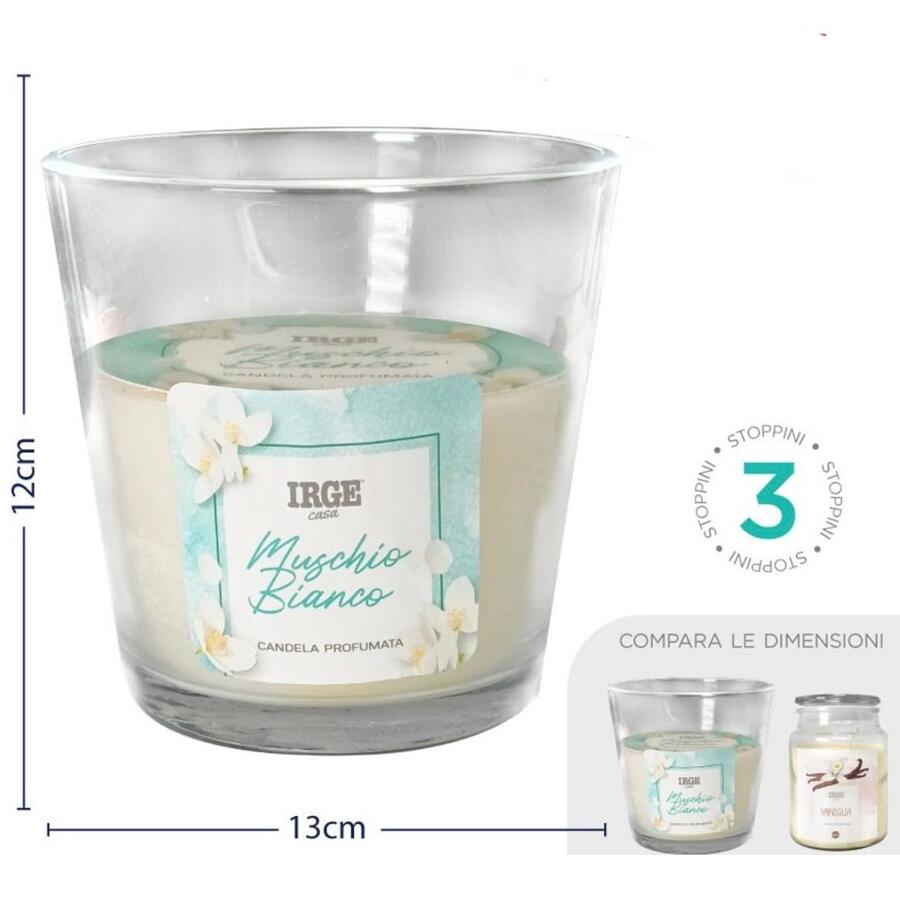  IRGE CANDELA IN VETRO 460 GR MUSCHIO BIANCO
