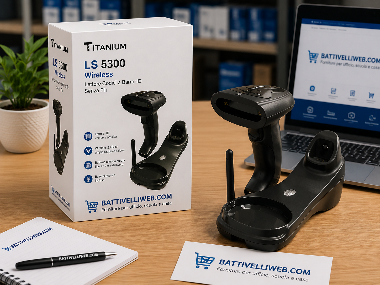 Lettore Codici a Barre 1D LS 5300 WireLess TITANIUM