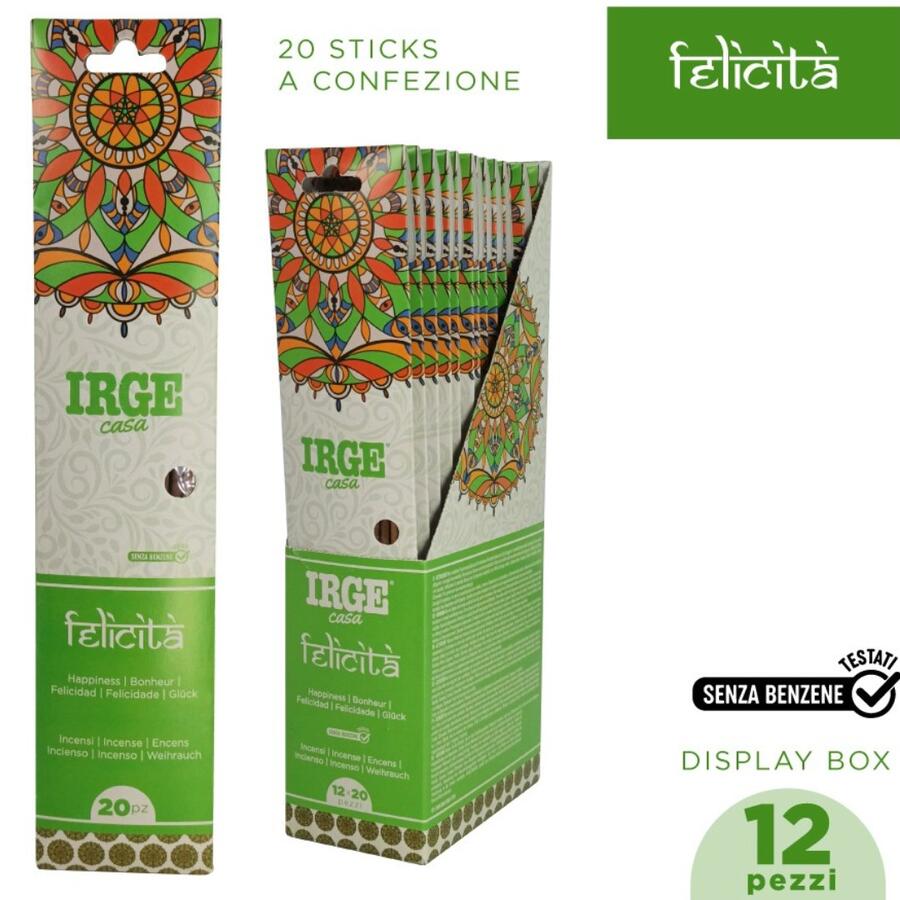 IRGE INCENSO STICK 20 PEZZI FELICITA' 