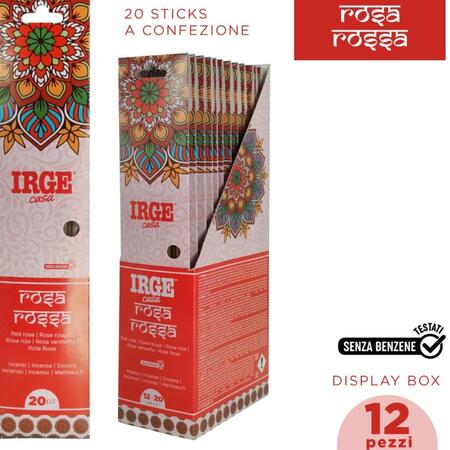  IRGE INCENSO STICK 20 PEZZI ROSA ROSSA 
