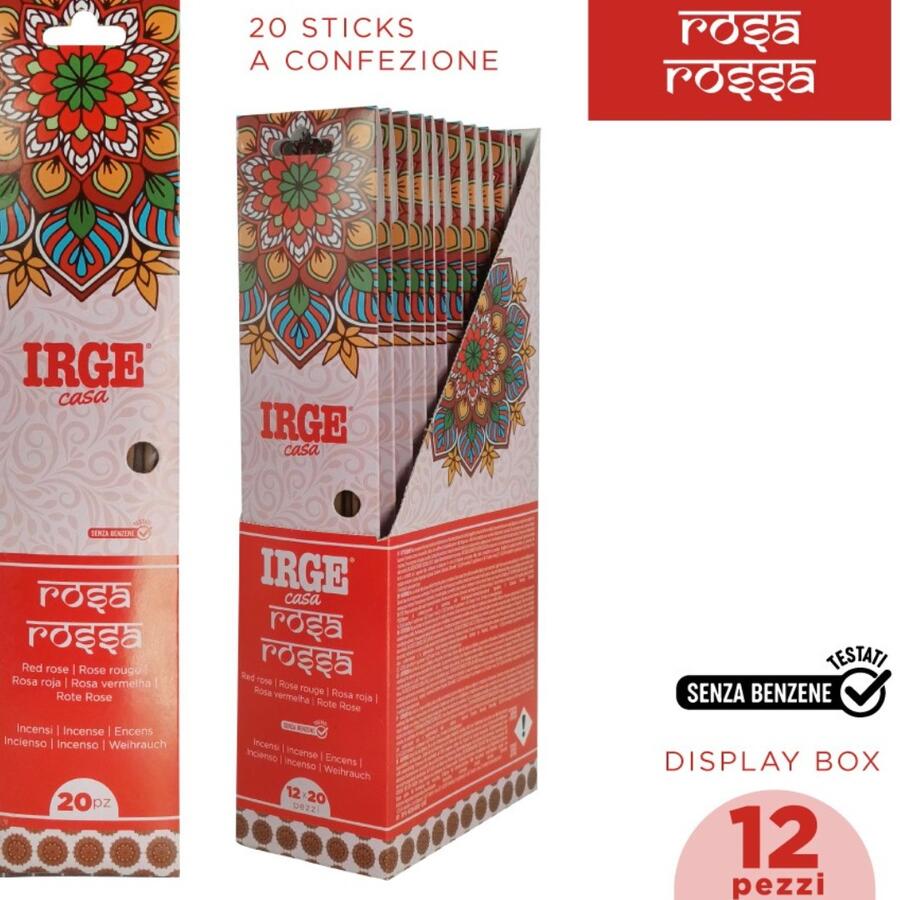  IRGE INCENSO STICK 20 PEZZI ROSA ROSSA 