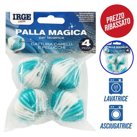 IRGE PALLA MAGICA PER LAVATRICE CATTURA CAPELLI E PELUCCHI 4 PEZZI 