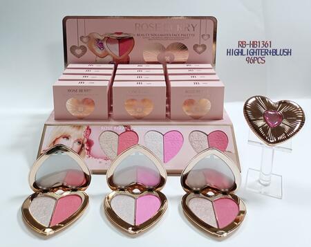 Rose Berry Highlighter + Blush Palette 2IN1 [Conf. da 12 pezzi]