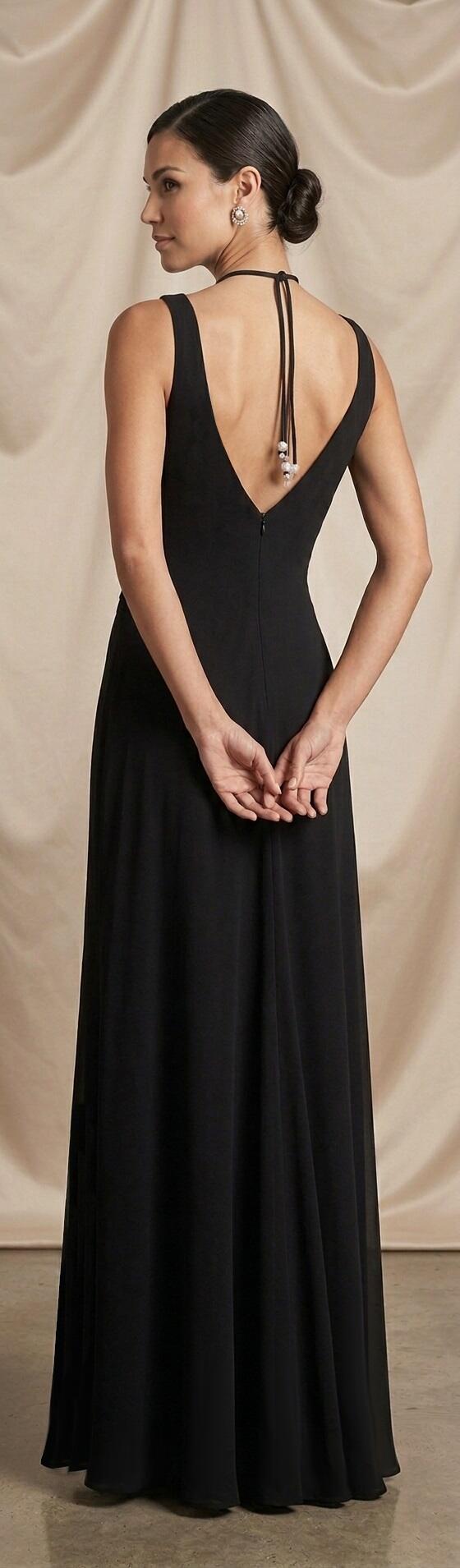 1010 Abito lungo in maglina jersey foderato con coppette con perline e strass