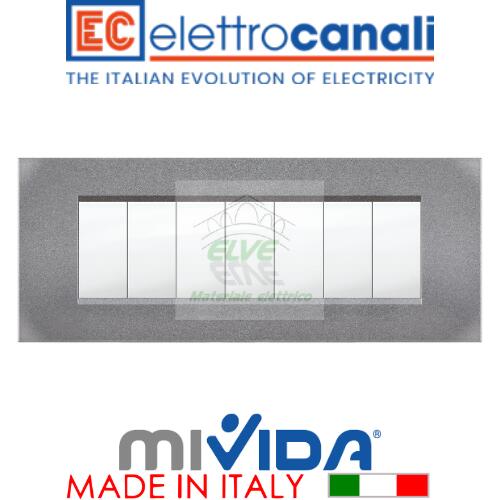 ELETTROCANALI - MV6987V-GC Placca MiVida 7 moduli vulcanizzato grigio chiaro compatibile con la serie Vimar Plana®