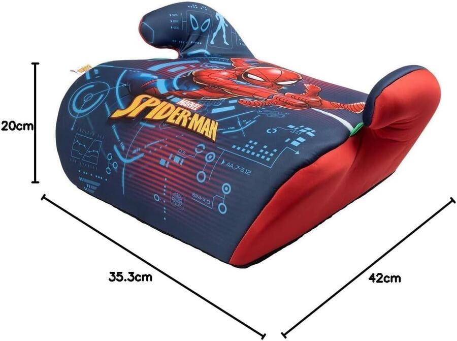 Marvel Spiderman Seggiolino Alzatina Auto Bimbi I-Size ECE R129. Rialzo Auto Per Bambini 6-12 Anni, 125-150cm, 22-36Kg