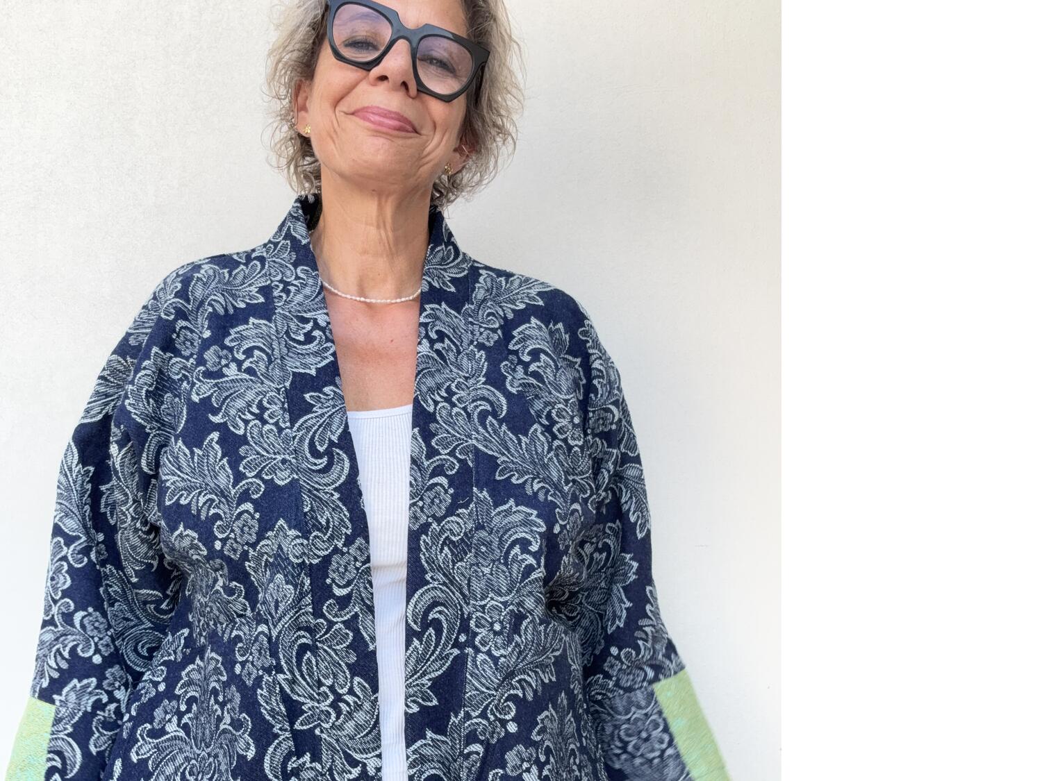 Kimono jeans lavorato 