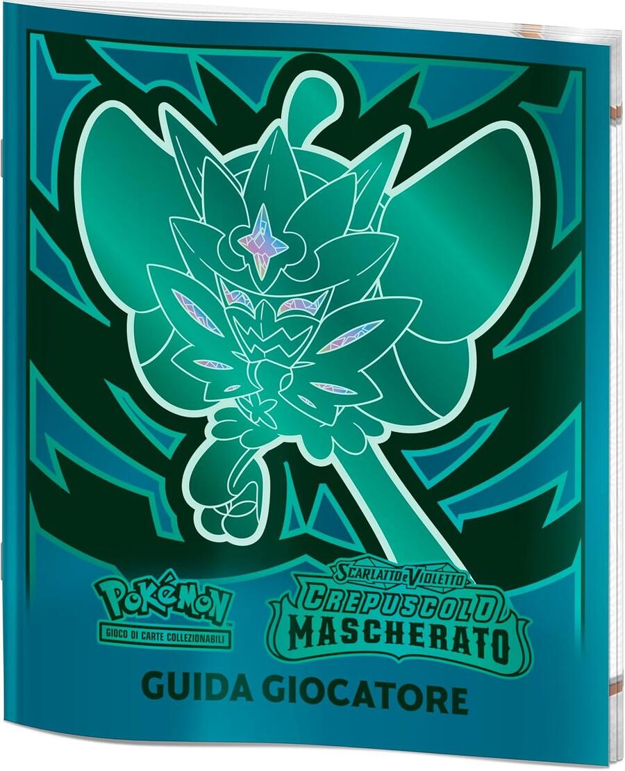Set Allenatore Fuoriclasse dell’espans. Scarlatto e Violetto - Crepuscolo Mascherato del GCC Pokémon (1 carta promoz. di Ogerpon Maschera Turchese, 9 buste di espans. e accessori premium), italiano