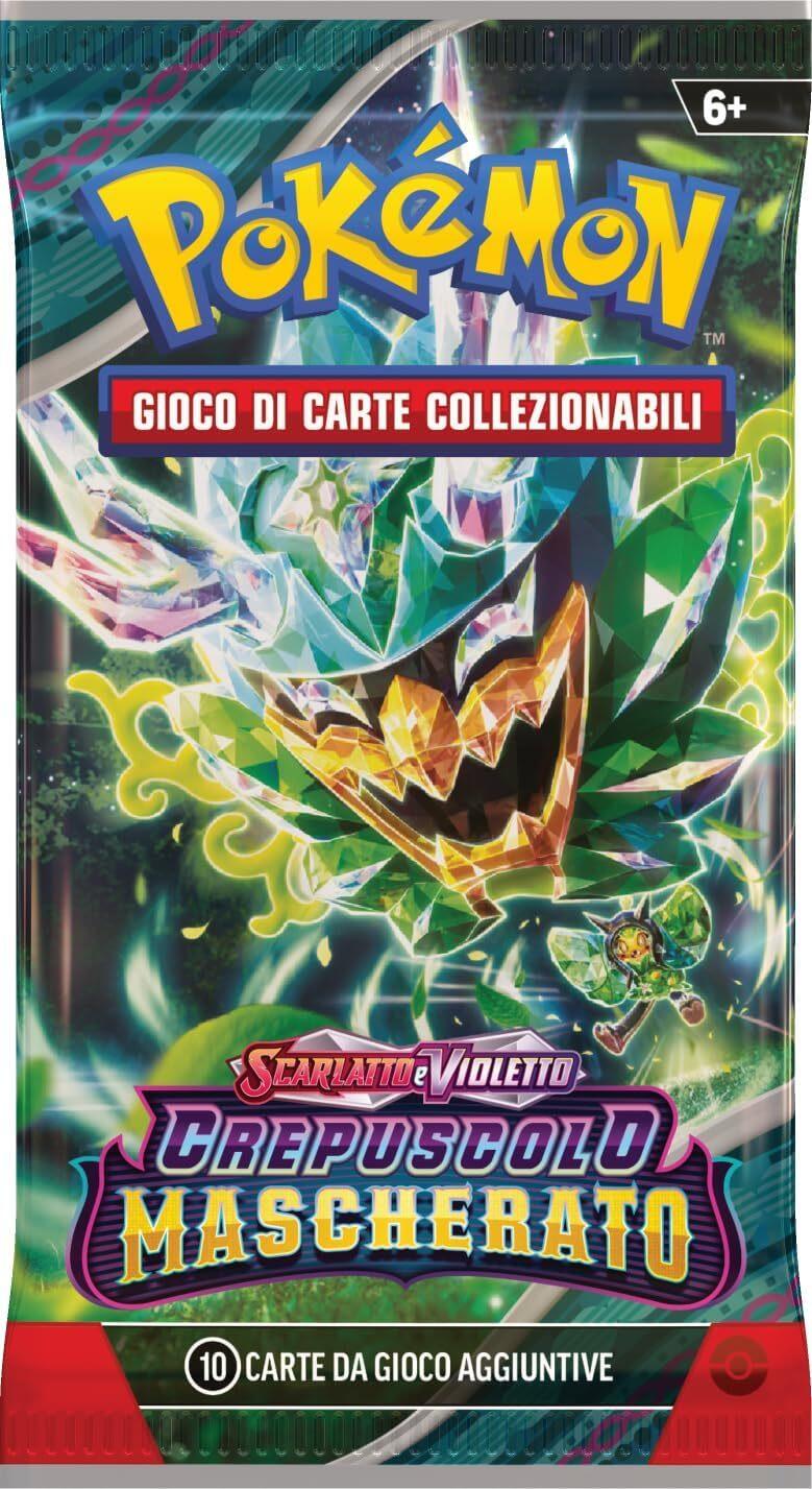 Set Allenatore Fuoriclasse dell’espans. Scarlatto e Violetto - Crepuscolo Mascherato del GCC Pokémon (1 carta promoz. di Ogerpon Maschera Turchese, 9 buste di espans. e accessori premium), italiano