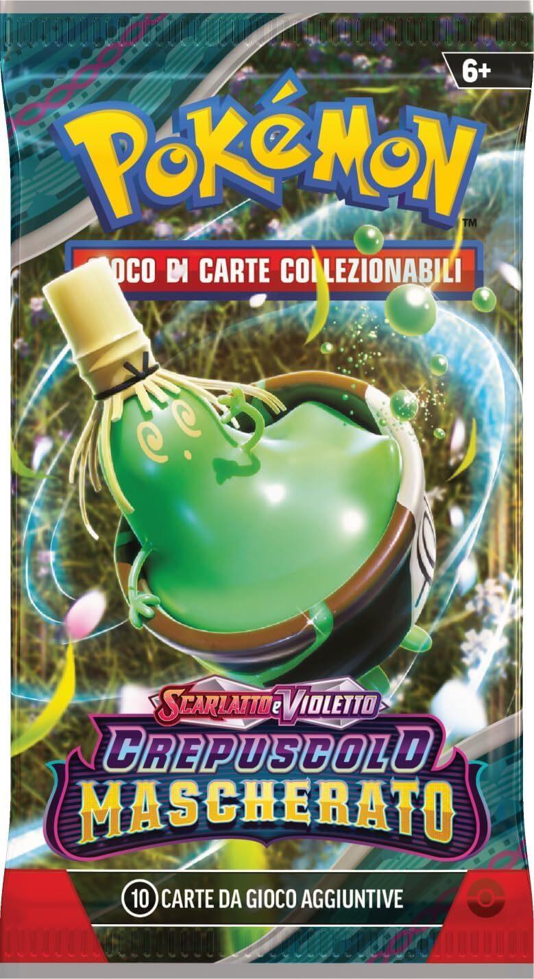 Set Allenatore Fuoriclasse dell’espans. Scarlatto e Violetto - Crepuscolo Mascherato del GCC Pokémon (1 carta promoz. di Ogerpon Maschera Turchese, 9 buste di espans. e accessori premium), italiano
