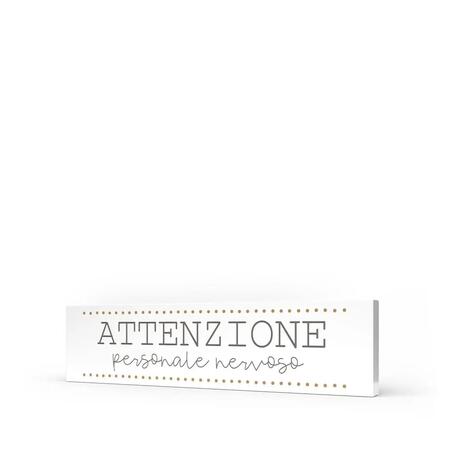 L'Angolo delle Idee Quadro Orizzontale "Attenzione Personale Nervoso" — legno laccato 40x10 cm, idea regalo ironica