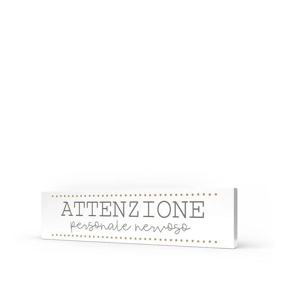 L'Angolo delle Idee Quadro Orizzontale "Attenzione Personale Nervoso" — legno laccato 40x10 cm, idea regalo ironica