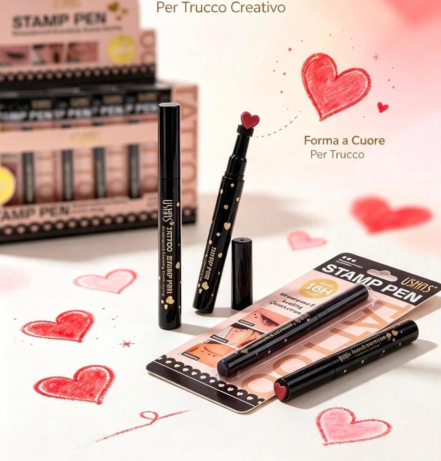 Ushas Stamp Pen A forma Di cuore Black [Conf. da 48 pezzi]