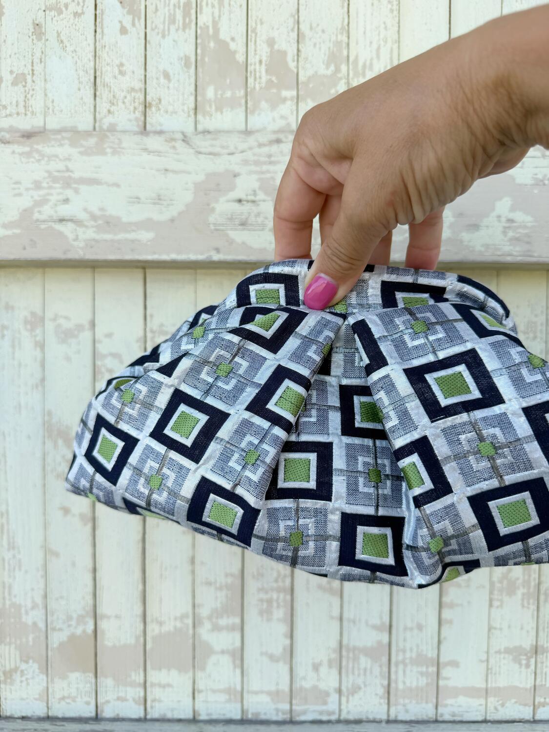 MINI Soft Bag argento e verde mela