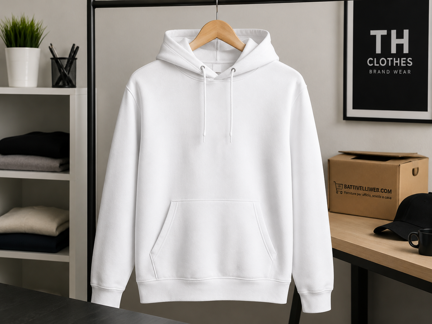 Felpa con Cappuccio PHOENIX Bianca Personalizzabile TH CLOTHES