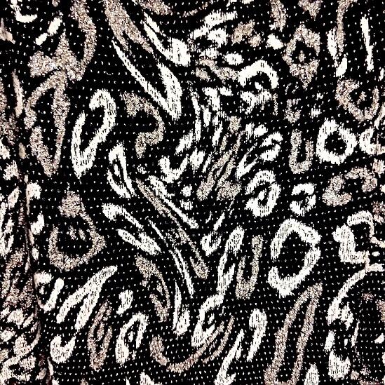 1020 Long dress with shiny silver or gold spotted embroidery